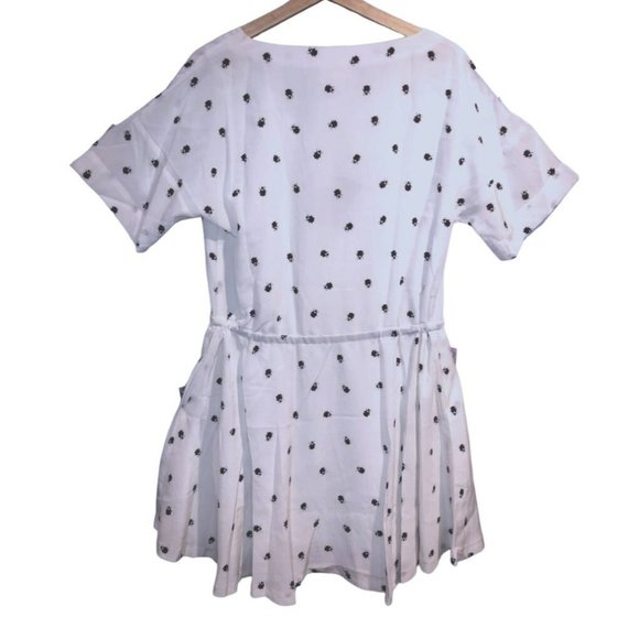 Band of Outsiders Silk Beetle Mini Dress White Pockets Small Womens Bugs Insects - Picture 4 of 6